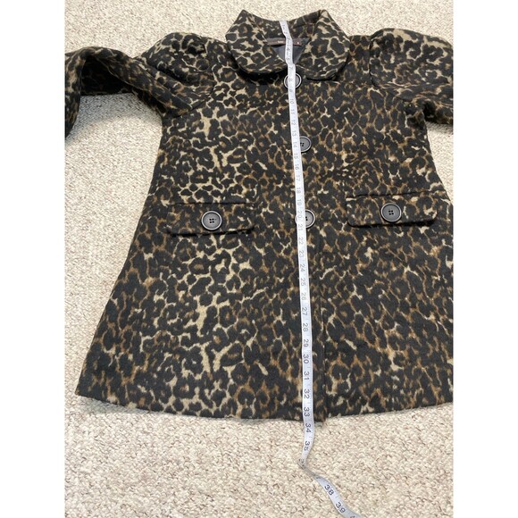 Leopard Print Puff Sleeve Dress Coat – Vintage Glam Holiday Party Jacket Small - Picture 11 of 11